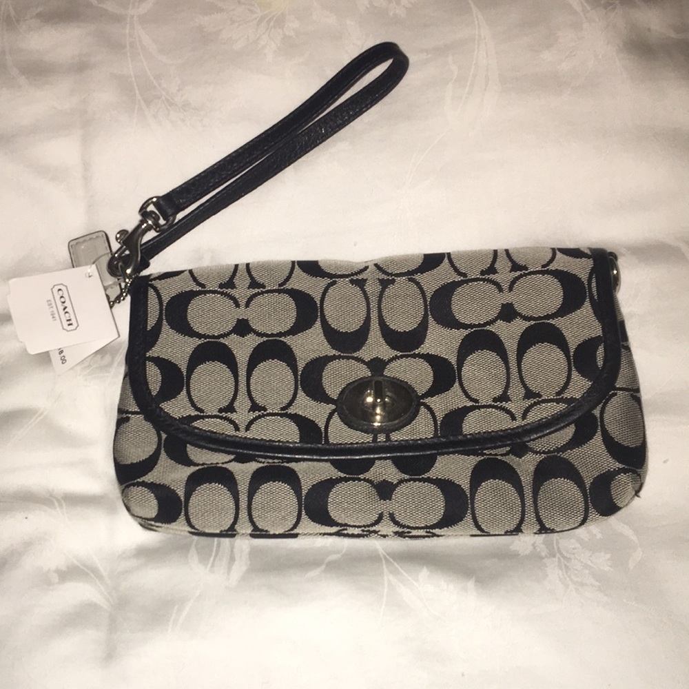 Authentic COACH black and gray wristlet